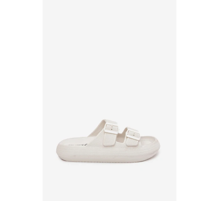 Dámské pěnové pantofle s přezkami Vinceza – bílé