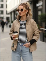 Dámská prošívaná přechodová bunda velbloudí barvy FashionStreet TY5543