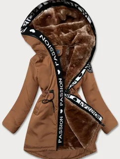 Dámská bunda v karamelové barvě s kožešinovou podšívkou model 21345406 - S'WEST