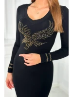 Pletené šaty s motivem orla černé Pletené šaty s motivem orla černé