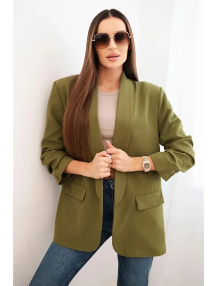 Sako s klopami elegantní olivově zelené