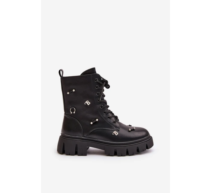 Dámské Boty Pracovní S Ozdobami Eko Kožené Černé model 21670378 - Boto