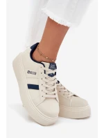 Dámské Tenisky Na Platformě Big Star SS274347 Světle Béžové Dámské Tenisky Na Platformě Big Star SS274347 Světle Béžové