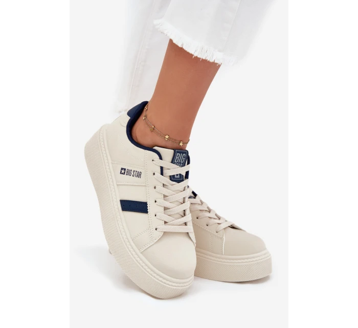 Dámské Tenisky Na Platformě Big Star SS274347 Světle Béžové Dámské Tenisky Na Platformě Big Star SS274347 Světle Béžové