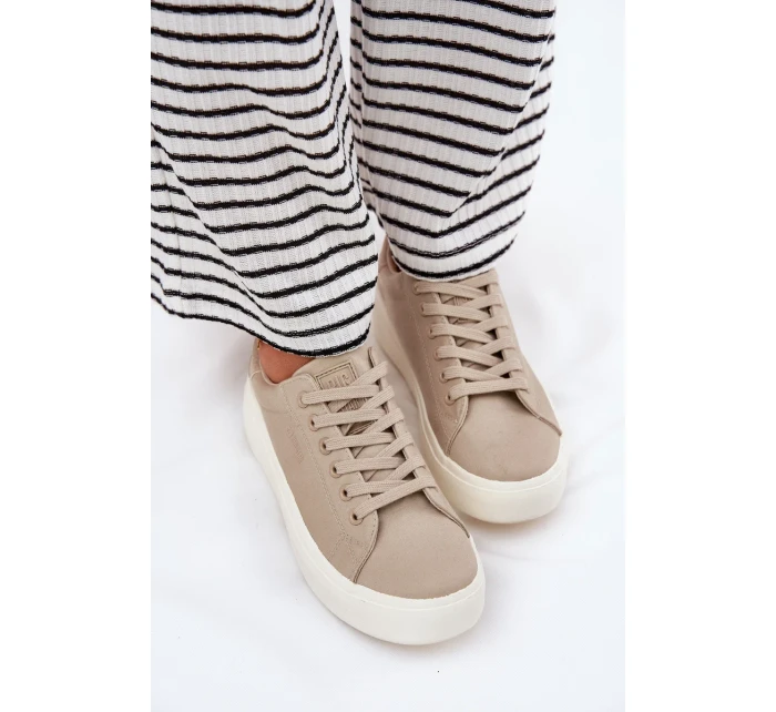 Dámské textilní tenisky na platformě Big Star – béžové Dámské textilní tenisky na platformě Big Star – béžové