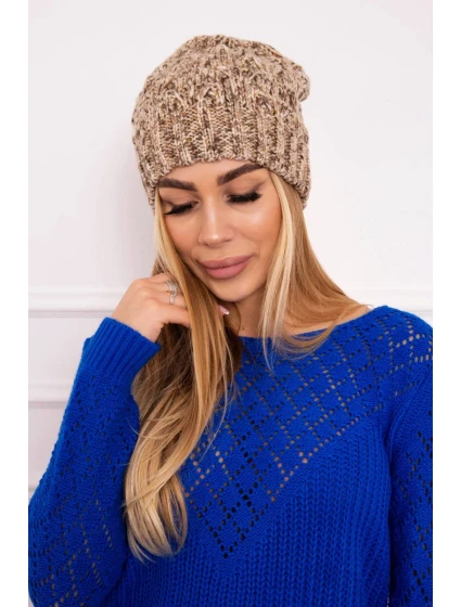 Fleecová čepice tmavě béžová model 18750839 - K-Fashion Fleecová čepice tmavě béžová model 18750839 - K-Fashion