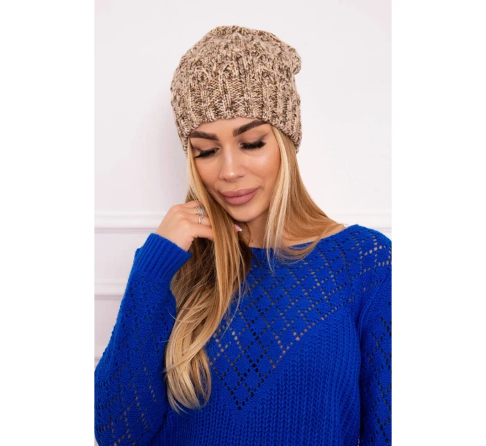 Fleecová čepice tmavě béžová model 18750839 - K-Fashion Fleecová čepice tmavě béžová model 18750839 - K-Fashion