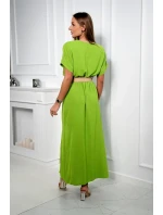 Dlouhé šaty s ozdobným páskem kiwi
