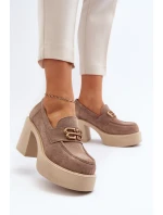 Zazoo 20170 Dámské Semišové Polobotky na Podpatku Beige