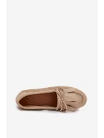 Dámské mokasíny s šněrováním a třásněmi Béžové model 21919454 - Boto Dámské mokasíny s šněrováním a třásněmi Béžové model 21919454 - Boto