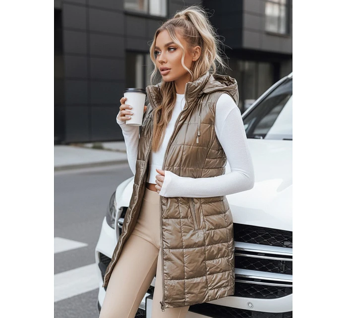 Dámská prošívaná vesta s kapucí TY5258 zlatá - Fashion Street
