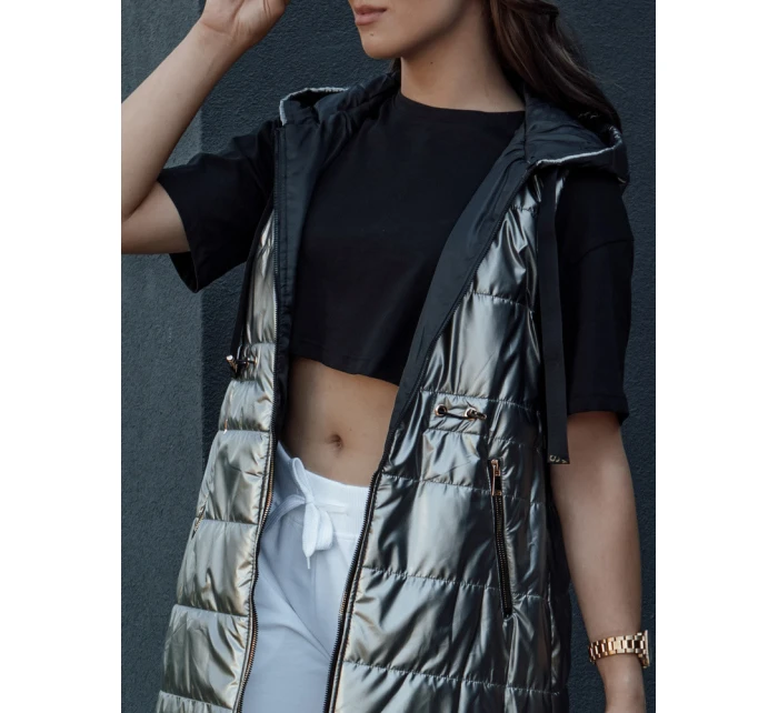 Dámská prošívaná vesta PIXIECODE tmavě šedá FashionStreet TY4437