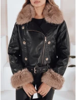 Dámská kožená bunda s kožešinou černá FashionStreet TY5210