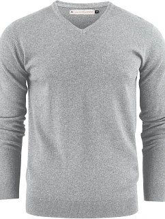 James Harvest Ashland V-Neck Pánský svetr s výstřihem do V 62.2507 grey melange