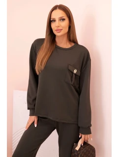 Komplet dámský máslový mikina a kalhoty s gumou khaki