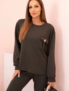 Komplet dámský máslový mikina a kalhoty s gumou khaki