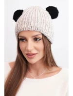 Dámská zimní čepice vlněná s bambulí K433 béžová Dámská zimní čepice vlněná s bambulí K433 béžová