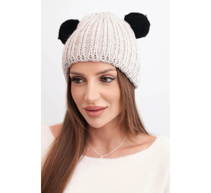 Dámská zimní čepice vlněná s bambulí model 21817797 béžová - K-Fashion Dámská zimní čepice vlněná s bambulí model 21817797 béžová - K-Fashion