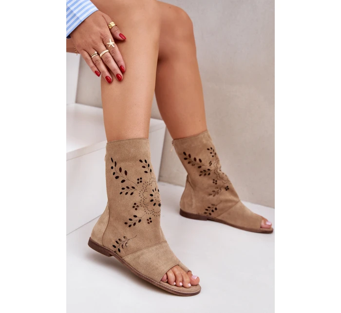 Zazoo Dámské Semišové Sandály S Na Zip Béžové model 21682066 - Boto Zazoo Dámské Semišové Sandály S Na Zip Béžové model 21682066 - Boto