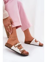 Dámské Plátěné Pantofle Na Korkové Platformě S Přezkami Bílé Osoffe Dámské Plátěné Pantofle Na Korkové Platformě S Přezkami Bílé Osoffe