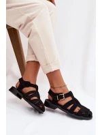 Dámské Sandály Černé se Zlatým Přezkou model 21937621 - Boto