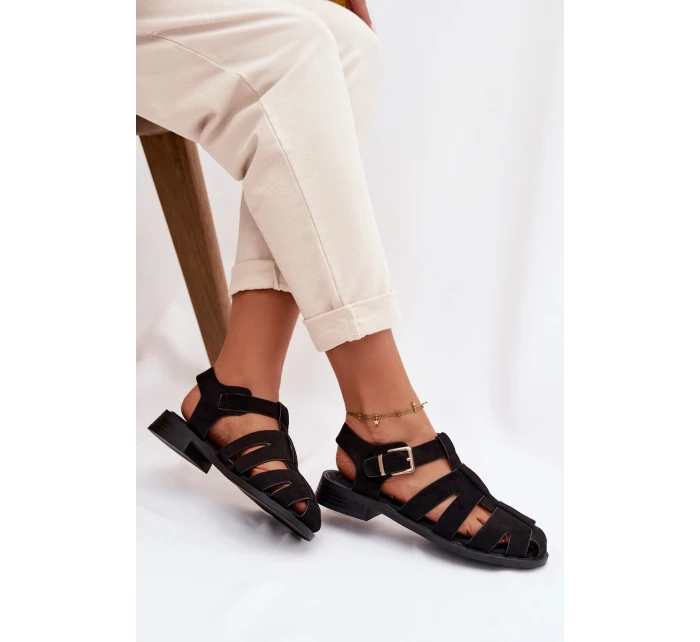 Dámské Sandály Černé se Zlatým Přezkou model 21937621 - Boto