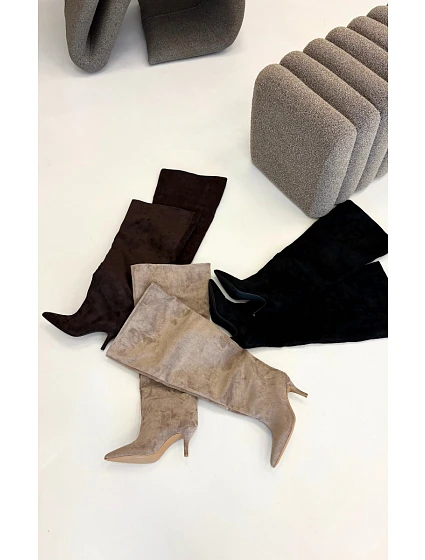 Dámské kozačky na podpatku Khaki model 22303579 - Boto