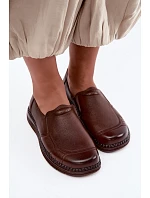 Dámské kožené nazouvací polobotky model 22356094 hnědé - VINCEZA Dámské kožené nazouvací polobotky model 22356094 hnědé - VINCEZA