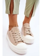 Nízké šněrovací tenisky Big Star LL274969 Béžové Nízké šněrovací tenisky Big Star LL274969 Béžové