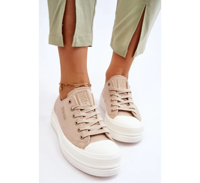 Nízké šněrovací tenisky Big Star LL274969 Béžové Nízké šněrovací tenisky Big Star LL274969 Béžové