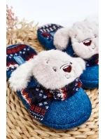 Dětské papuče na silné podrážce s medvídkem, modré, Dasca Dětské papuče na silné podrážce s medvídkem, modré, Dasca