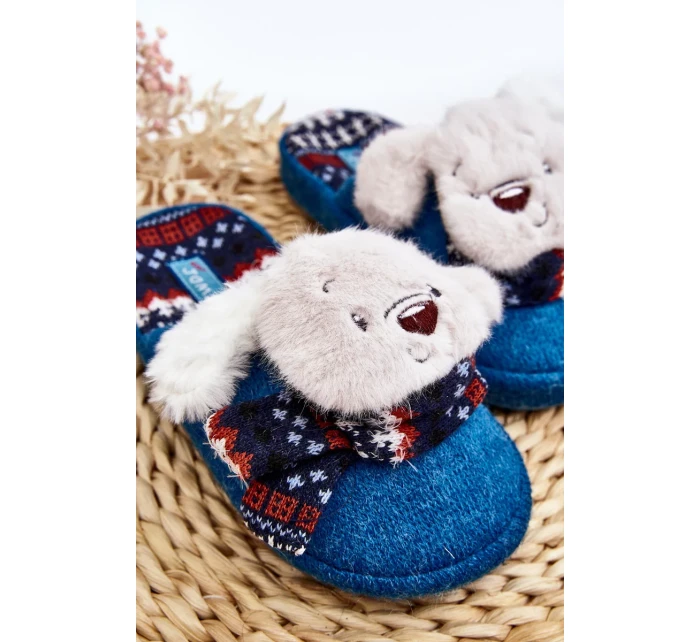 Dětské papuče na silné podrážce s medvídkem, modré, Dasca Dětské papuče na silné podrážce s medvídkem, modré, Dasca