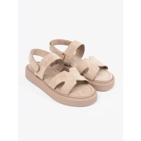 Jedinečné dámské hnědé  sandály platforma