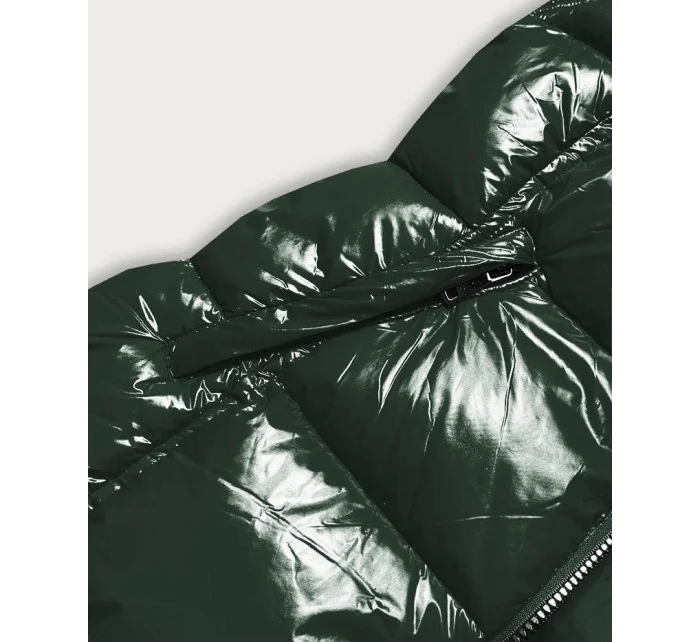 Zelená lakovaná dámská vesta s kožešinou (DK027-38) Zelená lakovaná dámská vesta s kožešinou (DK027-38)