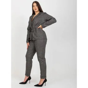 Elegantní šedé sako se zavazovacím páskem (507758)