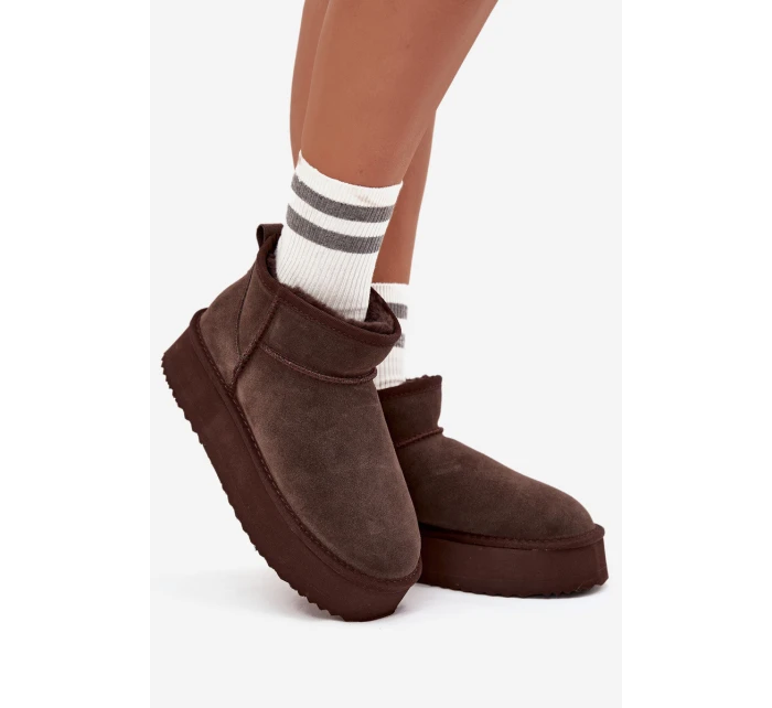 Semišové zimní boty pro ženy Vinceza 97962 čokoládové