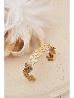 Dámský náramek ze nerezové oceli s květinami zlatá