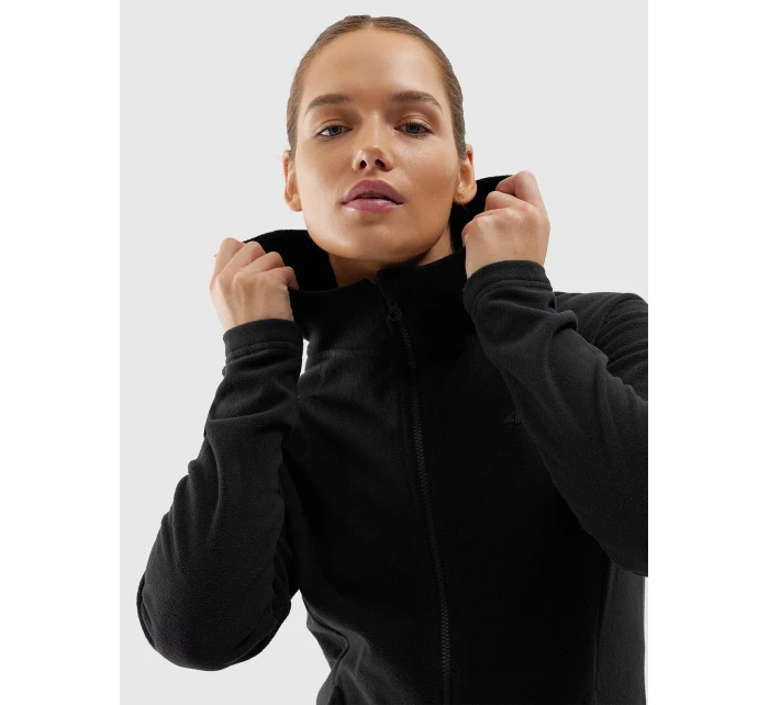 Dámský fleece regular s kapucí 4F - černý Dámský fleece regular s kapucí 4F - černý