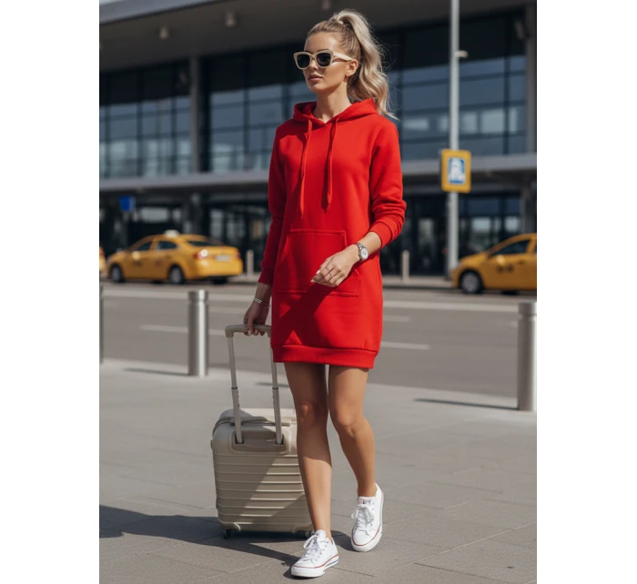 Dámská dlouhá mikina s kapucí oversize TIMMY červená FashionStreet EY1935