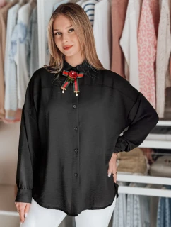 Dámské oversize dlouhé tričko s mašlí LOSANDO černé FashionStreet DY0453