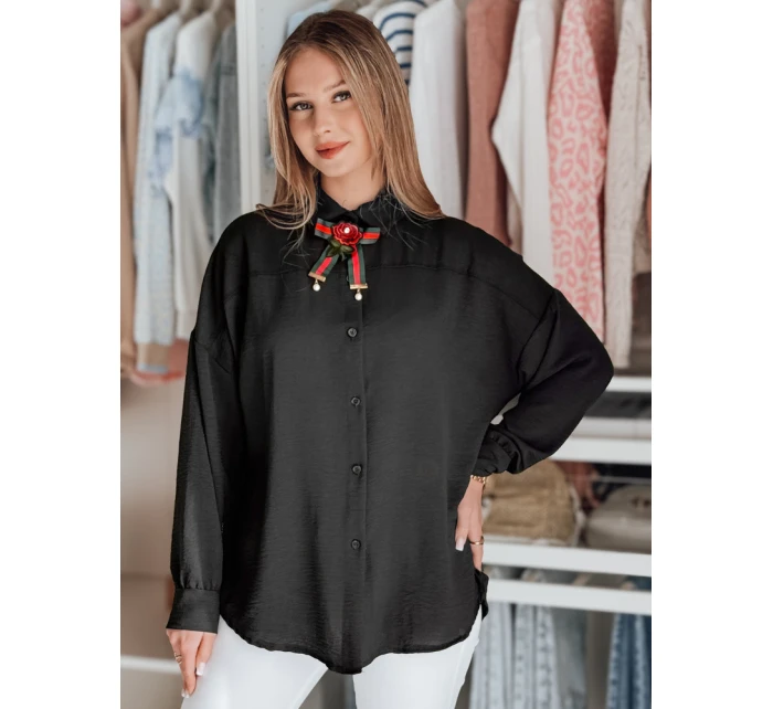 Dámské oversize dlouhé tričko s mašlí LOSANDO černé FashionStreet DY0453