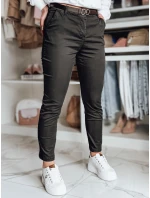 Dámské kalhoty slim fit s páskem LINESKA khaki FashionStreet UY2576