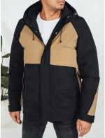 Pánská zimní bunda s kapucí v barvě camel Dstreet TX5041