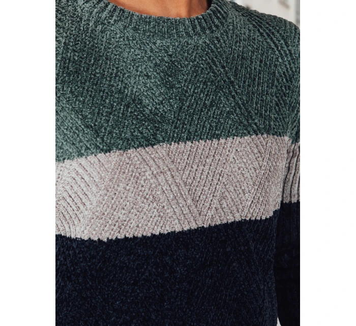 Pánský svetr s kulatým výstřihem zelený a tmavě modrý FashionStreet WX2319