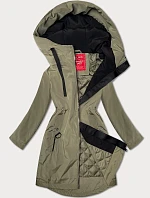 Lehce zateplená dámská bunda s kapucí LHD olivová (LHD-24589)