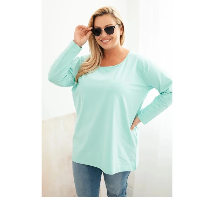 Dámská blůza Plus Size s lodičkovým výstřihem mátová Dámská blůza Plus Size s lodičkovým výstřihem mátová