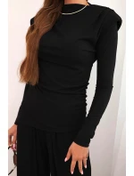 Dámský bavlněný komplet s blůzou a širokými kalhotami černý Dámský bavlněný komplet s blůzou a širokými kalhotami černý