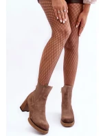 Kůže Botky Na Sloupku Hnědé model 21634850 - Boto