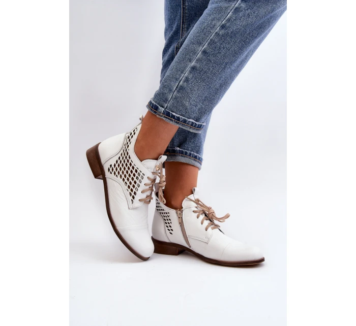 model 21646163 Nízké Kožené Dámské Bílé Botky - Zazoo