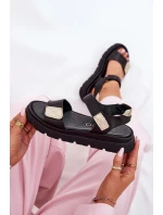 Kožené dámské sandály na platformě model 21694215 černé - Zazoo